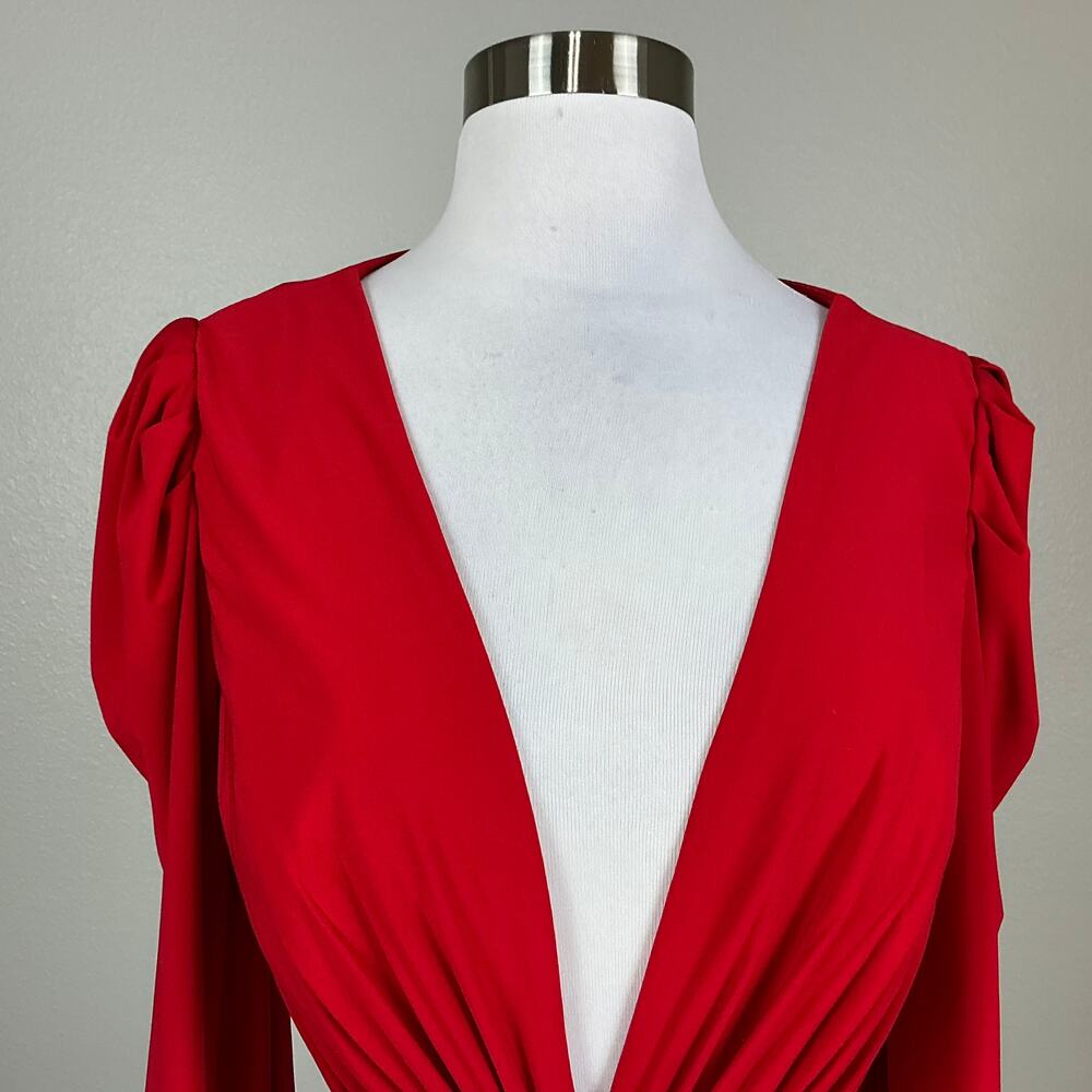 Mac Duggal 26727 Red Evening Gown Long Sleeve Cut Out Column Dress Size 10 - Picture 8 of 13